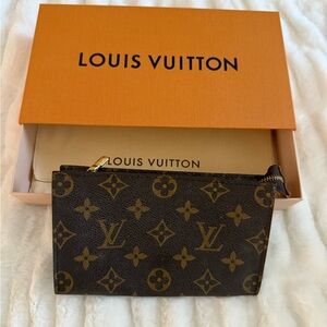 Louis Vuitton Brown and Tan Monogram Clutch Authentic